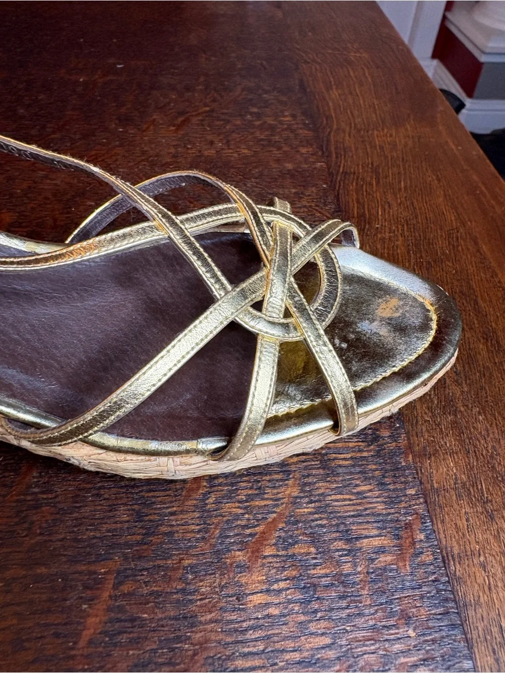 Donald J. Pliner Metallic Gold Strappy Platform Wedge Sandals. Size 9 Narrow